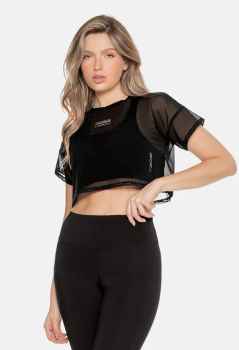 Blusa Deportiva Mujer Semi Transparente Manga Corta - Ropa Fitness Babalú® 105883