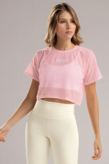 Blusa Cropped Translúcida Babalu Unitalla de Malla