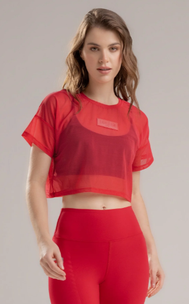 Blusa Cropped Translúcida Babalu Unitalla de Malla