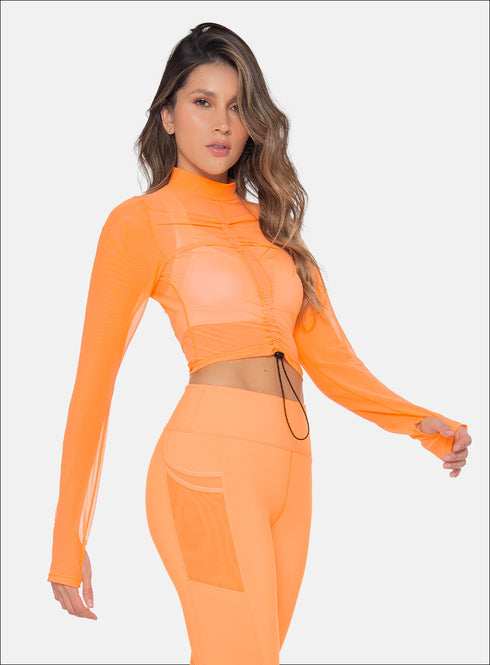 Blusa Fruncida Manga Larga Semi Transparente Babalú Talla S 111533