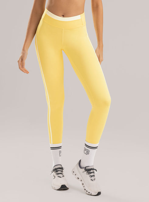 Leggings Babalu Amarillo Unitalla Tiro Alto con Líneas Laterales