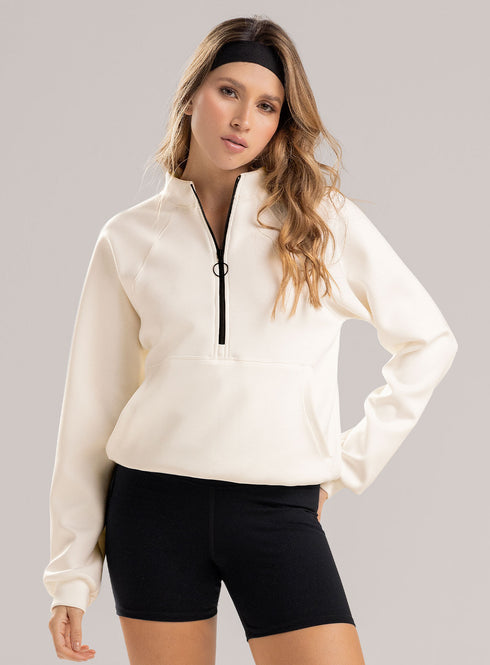 Sudadera Deportiva Babalú Beige Media Cremallera Unitalla