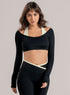 Top Manga Larga Babalú Escote Halter Doble Talla M Negro
