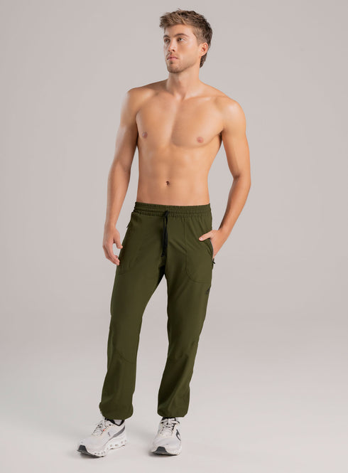 Pantalón Jogger Deportivo Inizio Hombre Talla M Verde y Negro