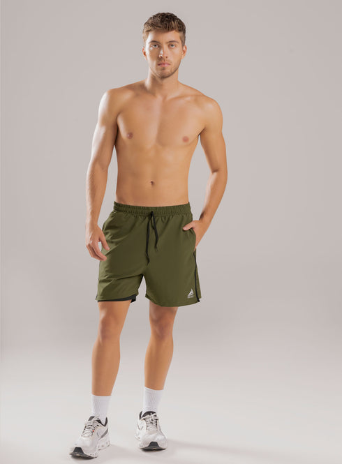 Short Deportivo Inizio Verde Olivo para Hombre Talla M